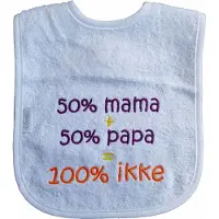 Funnies Witte slab met "50% mama + 50% papa = 100% ikke"