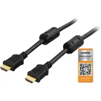 Deltaco HDMI-1030, Premium High Speed HDMI met Ethernet, 3D, 4K, Ultra HD 60Hz, vergulde connectoren, 19-pins mannelijk-mannelijk, 3m