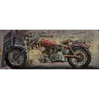 Karo-art Schilderij - metaalschilderij - Motor 60x150cm