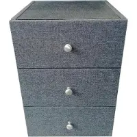 Slaaploods.nl Finn - Nachtkastje Met 3 Lades - 44x42x63 cm - Donkergrijs - Stof