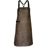 Xapron luxe leren (BBQ) schort Atlanta met schouderbanden - kleur Taupe (donkergrijs)