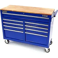HBM Machines HBM 117cm Verrijdbare Gereedschapswagen Werkbank met Houten Blad Blauw