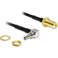 DeLOCK SMA (v) - CRC-9 (m) kabel - RG174 - 50 Ohm / zwart - 0,20 meter