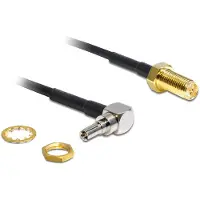 DeLOCK RP-SMA (v) - CRC-9 (m) kabel - RG174 - 50 Ohm / zwart - 0,20 meter