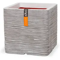 Capi Europe Bloempot Vierkant Rib NL 40x40x40 cm Ivoor van