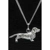 MOOYE ® - Collectie Zilveren Teckel ruwhaar ketting hanger - groot