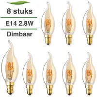 Lybardo 8 Pack E14 LED kaars lamp vlam spiraal Lybardo Gold 2.8W 2000K Dimbaar Extra Warm