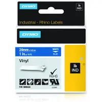 Dymo 1805423 IND Rhino tape vinyl wit op blauw 24mm (origineel)