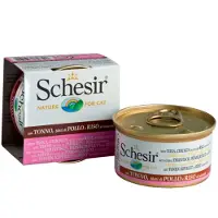 Schesir tonijn en kip (in bouillon) natvoer kat (blikjes) 1 tray (12 x 85 g)