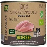 BF Petfood 12x Biofood Organic Hond en Kat 100% Kip 200 gr