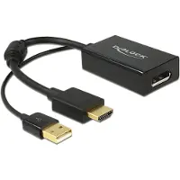 DeLOCK HDMI / DisplayPort Adapter [1x HDMI-stekker - 1x DisplayPort bus] Zwart Vergulde steekcontacten, Met Ferrietkern