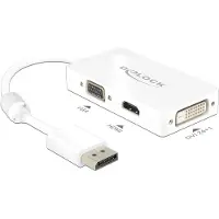 DeLOCK Premium DisplayPort 1.1a naar HDMI, DVI en VGA adapter / wit - 0,15 meter