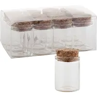 Funny fashion Glazen Potjes met Kurk - Kruiden/parels - decoratie potjes - 30 x 40 mm - 12 STUKS