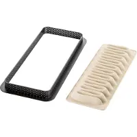 Silikomart KIT TARTE NOUVELLE VAGUE - SET RECTANGULAR RING + SILICONE MAT DECO