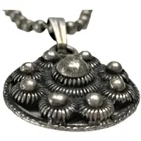 Zeeuws Meisje Hangertje Zeeuws knoopje 18 mm met bolletjesketting, zwaar verzilverd