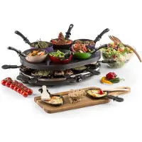 OneConcept Woklette tafelgrill - Gourmet - Wok set - 1200 W - 8 Personen - Anti-aanbak - Zwart