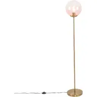 QAZQA Art Deco vloerlamp messing met roze glas - Pallon Mezzi