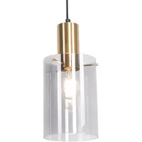QAZQA Vintage hanglamp messing met smoke glas - Vidra