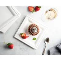 Decorline 18 Stevige witte vierkante kartonnen borden van suikerriet, 20cm - Biologisch afbreekbaar, vloeistof- en oliebestendig, magnetronbestendig, composteerbaar partybord Milieuvriendelijke wegwerpservies