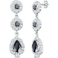 Elli PREMIUM Oorbellen 'Tropfen' zwart / zilver / wit