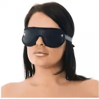 Rimba Bondage Play - Gevoerde Blinddoek Leer - Zwart