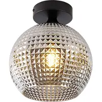QAZQA Art Deco plafondlamp zwart met smoke glas - Sphere