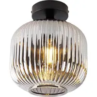 QAZQA Art Deco plafondlamp zwart met smoke glas - Karel