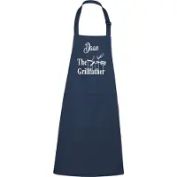Kariban mijncadeautje - luxe keukenschort - The Grillfather - met naam - navy / blauw