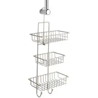 Wenko doucherek Milano staal chroom - 3 opbergmandjes - 25 x 62 cm