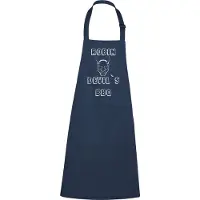 Kariban mijncadeautje - luxe keukenschort - devil's BBQ - met naam - navy / blauw