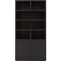 Goossens Buffetkast Barcelona, 2 deuren 6 open vakken, zwart eiken, 108 x 212 x 45 cm, stijlvol landelijk
