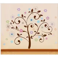 Giftwebshop Vrolijke Premium Prachtige Muursticker Boom Met Bloemen Tak- Voor Kinderkamer / Babykamer / woonkamer V2