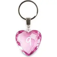 Miko sleutelhanger - 9 jaar - diamant hartvormig roze