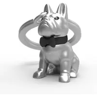 Metalmorphose Bulldog Hond 3D Metalen Sleutelhanger - Zilver