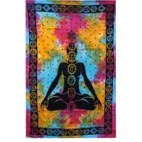 Ancient Wisdom Eenpersoons katoenen sprei + wandkleed - Chakra Boeddha 130cm x 200cm