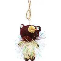 Dielay Sleutelhanger Beer met Glitters - 12 cm - Paars