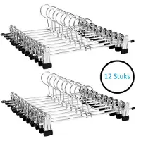 Relaxwonen - broekhanger metaal - klemmen met antislip - pantalonhanger - kledinghanger Pak van 12