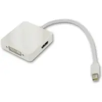 Dolphix Mini DisplayPort 1.1 naar HDMI, DVI en DisplayPort adapter / wit - 0,20 meter