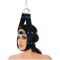 Rimba - Bondage Suspension Masker Met Ringen En Kinband - Zwart