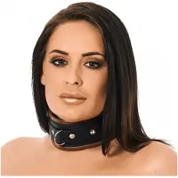 Rimba Bondage Play - Halsband - Collar - Leer Gevoerd - 7cm Breed - Zwart/Bruin
