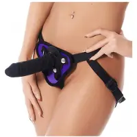 Rimba - Soft Bondage Voorbindslip zonder dildo - Zwart/Paars