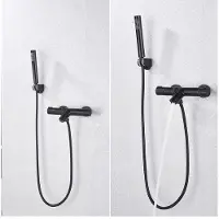 Saniclear Nero mat zwarte badkraan thermostatisch met handdouche set