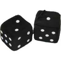 Race Sport spiegelhanger pluche dobbelstenen 7 x 7 x 7 cm zwart