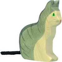 Holztiger Figurine - - 80055 - Zittende kat - Handgeschilderd hout - Europese productie