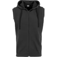 Urban Classics Vest met capuchon - Sleeveless Terry Zip Hoodie - S tot 5XL - voor Mannen - zwart - Maat S