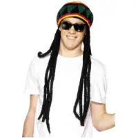 Smiffys Mooie baret met zwarte dreadlocks