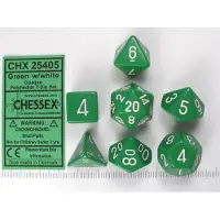 Chessex Opaak Groen wit Polydice Dobbelsteenset 7 stuks.