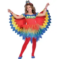 Amscan kostuum Pretty Parrot rood/geel/blauw 9-10 jaar 3-delig