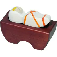 Holztiger Kerstmis: KINDJE JEZUS 11x3x8cm, blauw, hout