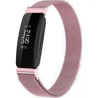 Shop4 - Fitbit Inspire Bandje - Large Metaal Roze